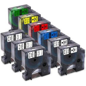 4 White +1 Clear +4 Multi Color Replace d1 label Compatible Dymo D1 Labels Tape,45013 S0720530 45010 45016 450017 45018 45019 Refill,for Dymo LabelManager PnP 160 210D 260P 280,1/2 Inch x 23 Ft,9-Pack
