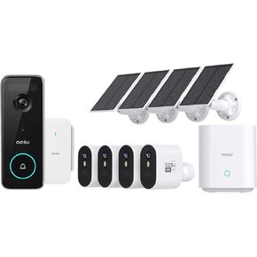 AOSU 5MP SolarCam Max System 4-Cam-Kit + 5MP Doorbell Camera