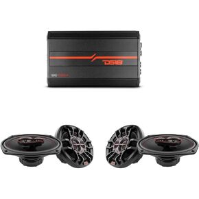 DS18 Car Audio Speakers Bundle - 4X 6x9 3-Way Coaxial Speakers with Amplifier Full Range 4-Channel, Powerful Package for Car Stereos Sound Systems