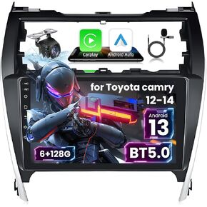 for Toyota Camry Radio 2012 2013 2014 Replacement: [8Core 4+32G] 10.1 Inch HD Touchscreen Stereo with Wireless Carplay Android Auto - Support 5G WiFi Bluetooth GPS FM SWC DSP Backup Camera