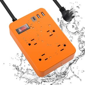 Outdoor Power Strip Weatherproof,Fast Charging Station 20W USB C,Waterproof Surge Protector 4 Outlets, Multi Outlet Extension for Camping, Garden, Kitchen,Bathroom,Flat Plug (Black, 10 FT Cable) in Saudi Arabia
