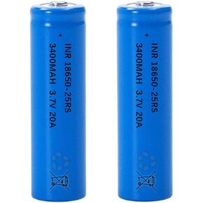 2 Pack 3.7 Volt 18650 Rechargeable Battery 3400mAh 18650 Flat Top Battery 18650 Li-ion Battery for Flashlight, Headlamp