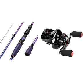 KastKing Royale Legend II Baitcasting Reels, Gear Ratio 7.2:1, Left Handed Fishing Reel+KastKing Royale Legend Pro Casting Rod 2 pc7'2, Jig/Worm