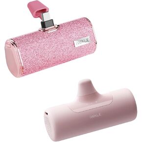 iWALK Small Portable Charger 2 Pack, One with Digital Display and One with Bling Shell