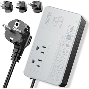 1600Watt Voltage Converter 220V to 110V for Any American Appliances such as Hair Dryer, Rice Cooker, Blender, Coffee Maker, Surge Protection, High Power Step Down Transformer US to EU/UK/AU/Asia