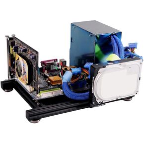 ITX Test Bench Computer Case PC Test Bench, ITX Computer Open Air Case Bracket Aluminum DIY Bare Frame, ATX Case Open Air Computer Case ITX Motherboard Test Bench-Black