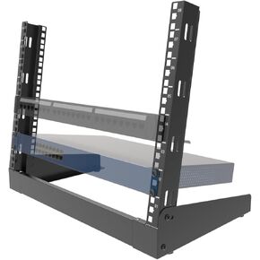 JINGCHENGMEI 4U Desktop Server Rack 19 inches Open Frame Rack- 2 Post Free-Standing Rack Switch Depth for Patch Panel, Data, AV, IT,Studio or Computer Equipment (JCM-DT4URack)