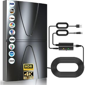 2025 Updated Strongest TV Antenna,2200 Miles Range Indoor/Outdoor Antenna for Smart TV and All Old TV's,360° Reception Digital TV Antenna for Local Channels-38ft Thick Coax Cable and Amplifier