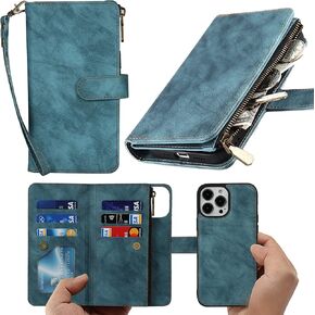 Ｈａｖａｙａ for iPhone 13 Pro Max Wallet Case Detachable Phone case Wallet iPhone 13 pro max,for iPhone 13 Pro Max Phone case with Card Holder,Flip Zipper Wallet case for Women-Purple