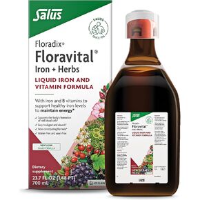 Floradix Floravital Liquid Iron & Vitamins Formula - Liquid Iron Supplement with B Complex Vitamins, Vitamin C & Herbs for Energy Support - Vegan, Gluten-Free, Yeast- Free, Non-GMO - 23 fl oz