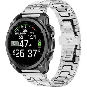 22mm Stainless Steel Watch Band Compatible with Fenix 8 AMOLED 47mm/Fenix E/Fenix 7 Pro/7/6 Pro/6/5/5 Plus,Quick Fit band For Forerunner 965/955/945/Approach S70/S62/epix Pro 47mm/quatix 7Pro