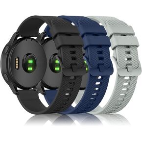 3 Pack Bands for Garmin Forerunner 55/165/245 Watch Band, Garmin Vivoactive 5/ Vivoactive 3 Band, 20mm Soft Silicone Replacement Straps for Women Men