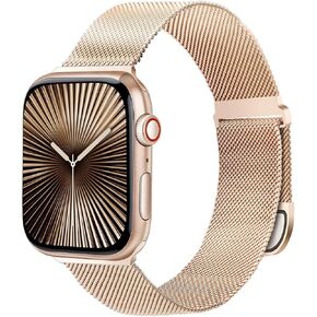 شريط معدني متوافق مع نطاقات Apple Watch 38mm 40mm 41mm 42mm 44mm 45mm 46mm 49mm 49mm Ultra 2/1 ، حزام مغناطيسي Milanese Melanes