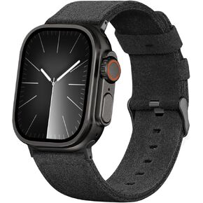 Bandsie Leather Band Compatible with Apple Watch Ultra Band 49mm 46mm 45mm 44mm 42mm for Men, Vintage Genuine Suede Leather Replacement Strap for iWatch Ultra 2, Ultra, SE, Series 10 9 8 7 6 5 4 3 2 1