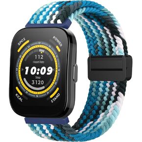 Braided Bands for Amazfit Bip 5 / Bip 6 Smart Watch Bands, 22mm Soft Adjustable Nylon Sport Replacement Strap Compatible with Amazfit Bip 5 / Bip 6 / GTR 4 Bands Women Men