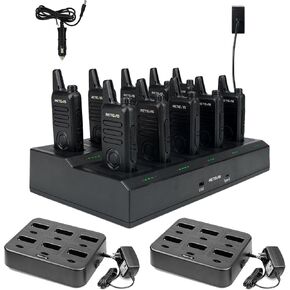Retevis RT22S Walkie Talkies(10 Pack) Bundle with Six-Way Charger(2 Pack) for Adults,Portable FRS Two-Way Radios with 10 Way Multi Gang Charger, Handheld 2 Way Radio Rechargeable