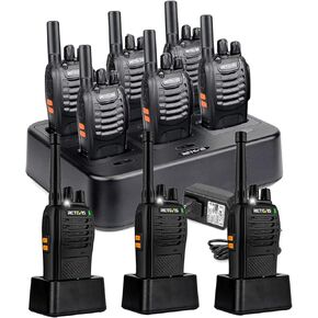 Retevis H-777 Walkie Talkies for Adults(6pack) and RB68 Walkie Talkies Rechargeable(3 Pack),Business 2 Way Radios with 6-Way Multi Unit Charger,for Manufacturing Construction Site Warehouse