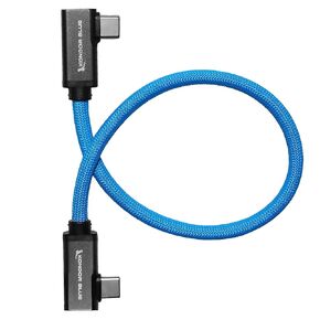 KONDOR BLUE | Dual Right Angle 12" USB-C Braided Cable for 8K Data and Power Delivery | 20 Gb/s Transfer Speed, USB PD 100W Charging, & Thunderbolt 3 Compatible | Blue