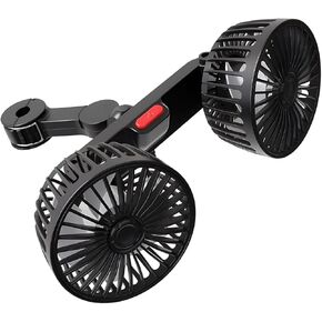 1 PC Car Electric Fan ، 360 درجة 3 سرعات مروحة ثنائية القابلة للتعديل ، مروحة USB التبريد منخفض الضوضاء ، Universal لمعظم السيارات (أسود)