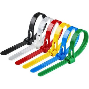 Reusable Cable Ties,100 pcs of12 Inch Reusable Multi-Color Cable Ties For Fastening Wires, Chargers, Plant Poles, Barbed Wire, Etc. Suitable For Home, Office,School, Kitchen, Etc, ZD001