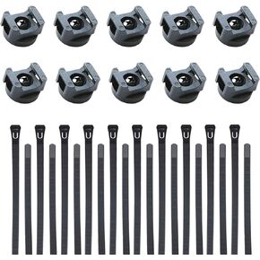 Magnetic Cable Zip Mounts Magnetic Cable Holder 22mm Multipurpose Magnet Wire Management Bases with 7.84" Reusable Zip Ties for Cord Organizer (10Magnets, 20 Cable Ties)