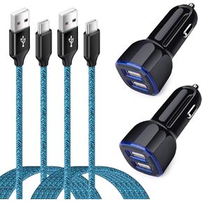 Dual USB Car Charger with Fast Charge Type C USB C Cable Compatible for Moto G Power,G Stylus,G Fast,G7 G8 G9 Play Power Plus,G7 Supra,G6 Plus,Samsung Galaxy S20 S10 A20 A50 A51 A71 A11 A02S S10e A10e