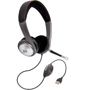 USB Wired Headset for PC/Laptop, Stereo Headphones with Microphone, USB-A, in-Line Controls for Video Meetings, Music, Gaming and Beyond - Black