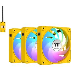 Thermaltake CT120 EX ARGB Sync PC Cooling Fan 3 Pack, PWM 500~2000 RPM, 5V Motherboard Sync, 16.8 Million Colors 9 LEDs, MagForce 2.0 Connectors, Hydraulic Bearing, Bumblebee, CL-F215-PL12BB-A