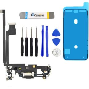USB Charging Port Flex Cable Dock Board Connector - Microphone - Headphone Port Replacement for iPhone 12 Pro Max with Kit (Gold)
