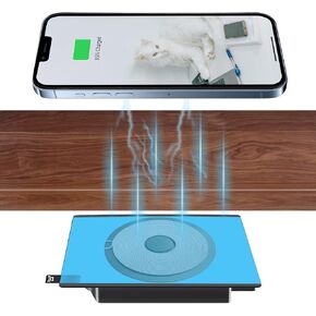 Under Desk Wireless Charger Without Sticker,5-15MM Invisible Wireless Charger pad- for iPhone 13/12 Pro/Max/Airpods&Android (36W Adapter Included)