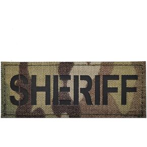 IR Infrared Sheriff Tactical Patch Back Panel, Camouflage Removable Reflective Police Patch for Police Vest Jacket and Bags Backpacks (1)