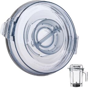 Lid Fit for Vitamix Accessories 64oz Low Profile Container - Compatible with Ascent Series A3500 A2500 A3300 A2300 V1200 Venturist Pro VM0185B 2-Part Design with Plug Vitamix Lid Replacement A2300