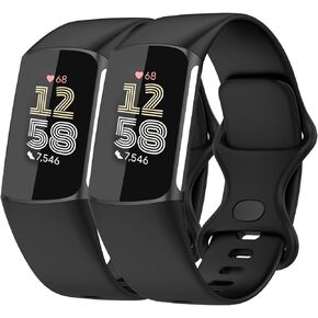 Compatible with Fitbit Charge 6 / Fitbit Charge 5 Bands, Soft Silicone Replacement band for Women Men 2 Pack