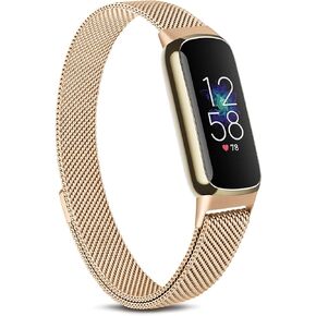 Metal Bands Compatible with Fitbit Luxe Bands, Stainless Steel Mesh Breathable Wristband Strap with Adjustable Magnet Lock