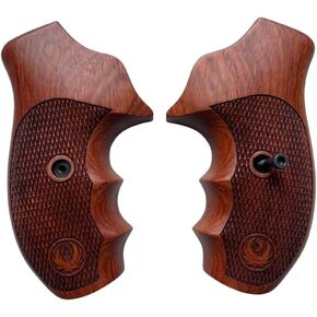 New! Wood Grips Compatible with Ruger SP101, Checkered Padauk Wood -Thai Handmade