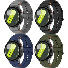 Sport Bands for Samsung Galaxy Watch 7 6 5 4 FE Band 40mm 44mm Men Women, No Gap Soft Silicone Strap for 47mm 43mm/Classic 46mm 42mm/5 pro 45mm, 4 Pack