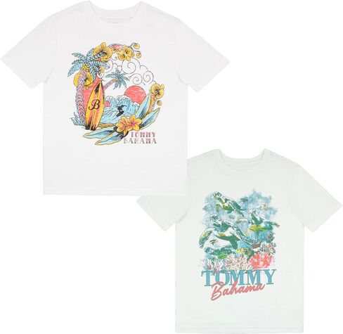 Tommy Bahama Boys 2-Pack Short Sleeve T-Shirt Bundle Graphic Print Boy Tees 2-Piece Set Fashion T Shirts in Kuwait