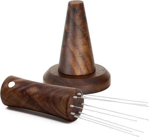 Handmade Walnut WDT Tool Espresso Distribution Tool with Magnetic Stand for Barista, 304 Stainless Steel 8 Needles 0.35mm in Saudi Arabia