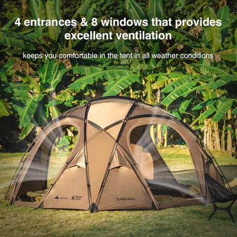 OneTigris Tower M Dome Tent, Waterproof Windproof 4 Person Tent with Stove Jack for Camping, Hiking, Hunting, Bushcraft, Winter, Car Trips in Saudi Arabia
