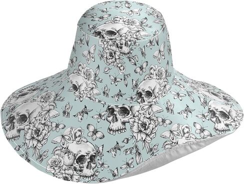 MNSRUU Wide Brim Hats Skull Sun Hat Packable Sun Visors Floppy Summer Beach Hat for UV Protection in Saudi Arabia