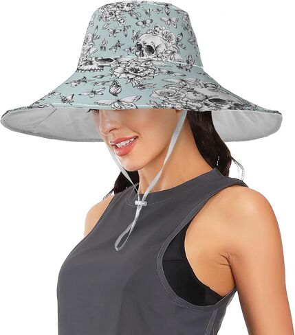 MNSRUU Wide Brim Hats Skull Sun Hat Packable Sun Visors Floppy Summer Beach Hat for UV Protection in Saudi Arabia