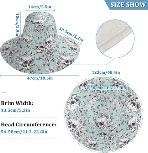 MNSRUU Wide Brim Hats Skull Sun Hat Packable Sun Visors Floppy Summer Beach Hat for UV Protection in Saudi Arabia