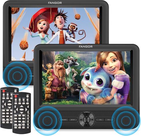 FANGOR 7.5" Dual Portable DVD Player for Car, Car DVD Player Dual Screen Play a Same or Two Different Movies with Headrest Strap, Regions F-r-e-e, Support Last Memory, AV out & in, USB/SD Card in Saudi Arabia