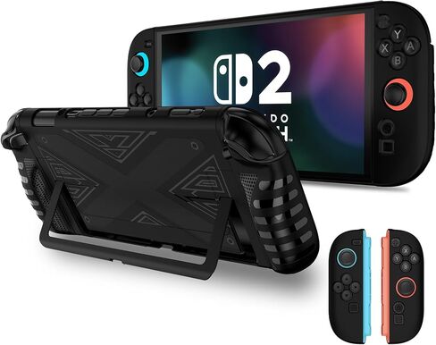 Protective Silicone Cover for Nintendo Switch 2 (2025), TPU Grip Protective Cover for Switch Next Gen 2025 Console & Joy-Con Controller Accessories, Black in Saudi Arabia