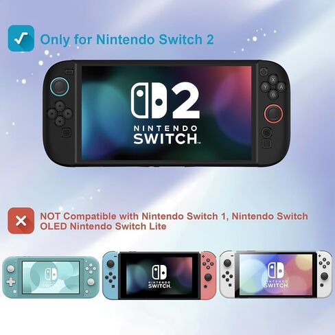 Protective Silicone Cover for Nintendo Switch 2 (2025), TPU Grip Protective Cover for Switch Next Gen 2025 Console & Joy-Con Controller Accessories, Black in Saudi Arabia