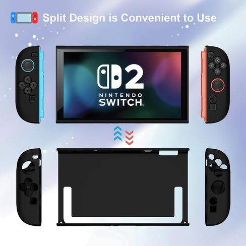 Protective Silicone Cover for Nintendo Switch 2 (2025), TPU Grip Protective Cover for Switch Next Gen 2025 Console & Joy-Con Controller Accessories, Black in Saudi Arabia