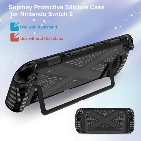 Protective Silicone Cover for Nintendo Switch 2 (2025), TPU Grip Protective Cover for Switch Next Gen 2025 Console & Joy-Con Controller Accessories, Black in Saudi Arabia