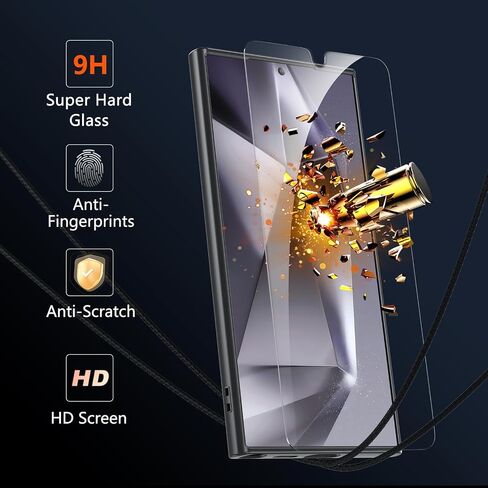 Hensinple Magnetic for Samsung Galaxy S24 Ultra Case [Compatible with MagSafe], Shockproof Military Grade with Screen Protector, Transparent Back Slim Bumper Cover Phone Case Samsung S24 Ultra -Black in Saudi Arabia