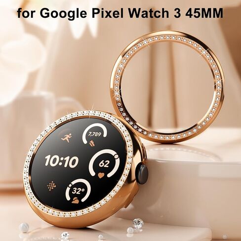 8 Pack Bling Case for Google Pixel Watch 3 41MM, Glitter Diamond Case Shining Rhinestone PC Bumper for Women (45MM) in Saudi Arabia