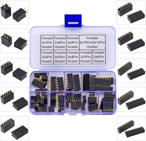 2.54mm Pin Header,Female Right Angle Single Row Header Pin 90 Degree Connector,1x2 1x3 1x4 1x5 1x6 1x7 1x8 1x9 1x10 1x12 Pin Header for PCB Board (KI-2.54-Single-R/A-Female) in Kuwait